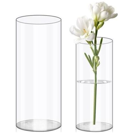Vases à Fleurs en Acrylique Transparent, 20x10 und 25x12cm Vase cylindrique en Plastique incassable pour Arrangements Floraux, centres de Table de Mariage, Bricolage