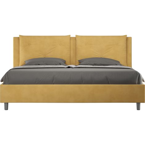 Letto Matrimoniale King size rivestito in Microfibra - APPIA - Dimensione Rete: 180x190 - Tipologia Letto: Senza Rete - Colore: Ocra (1/4)