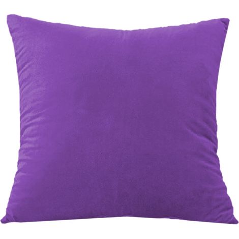 Housse De Coussin Velours - Violet - Fermeture Éclair Cachée - Pour Canapé Lit - 1 Pièce (1/5)