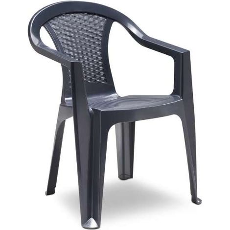 Bica Sedia da Giardino Impilabile Atlanta Antracite - 56x54x79 cm