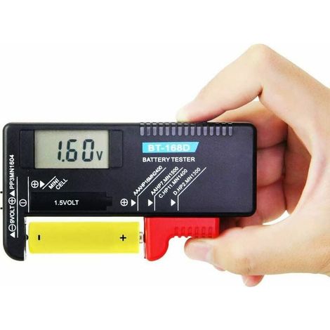 Comprobador de baterías digital, comprobador de baterías, comprobador de voltaje, comprobador de baterías universal para AA, AAA, C, D, 9V, 1.5V, no requiere baterías, luz solar (1/5)