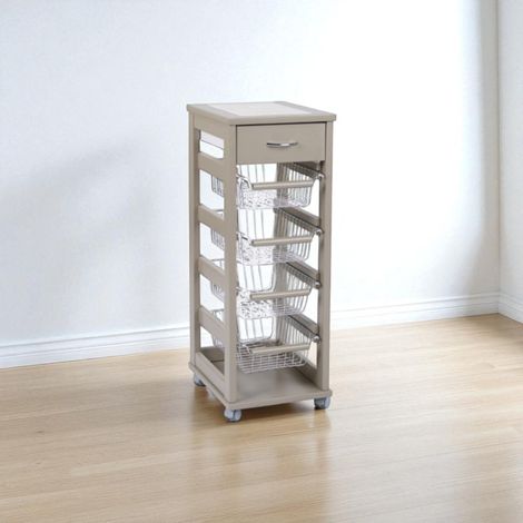 Carrello SALVASPAZIO portafrutta e cassetti LACCATO TORTORA (1/5)
