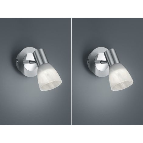 2er Set LED Wandstrahler Silber mit Glas Lampenschirm, Breite 10cm (1/5)