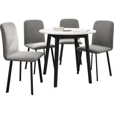 Conjunto de mesas y sillas para comedor Edmond 119, Amor Velvet 4318, 77x0x0cm, Diámetro: 90, Número de asientos: 4, Estilo: Contemporary