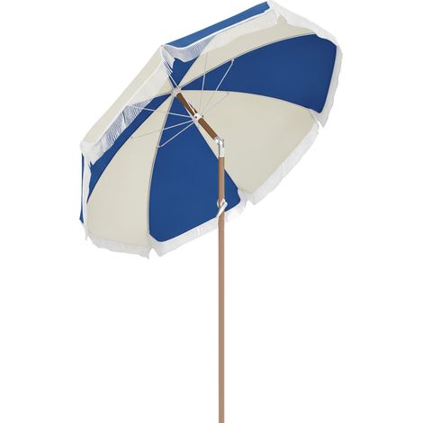 Parasol rond inclinable à franges Ø225 cm style, conception soignée (1/5)