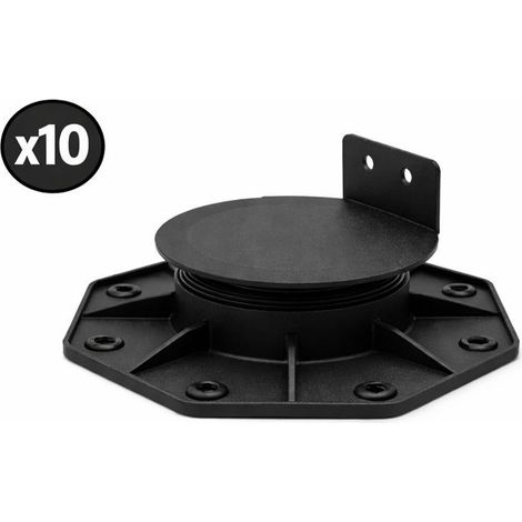 Piedini regolabili per terrazze in legno e composito - 10 pz - 18-30 mm - Nero