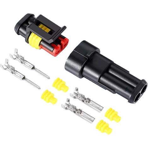 15 Set 2 Pin Voiture Étanche Électrique Fil Connecteurs, Kit Prise Fiche Connecteur Électrique Imperméable Voiture (1/5)