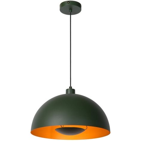 Lampada a sospensione verde interno oro Siemon E27 Lucide
