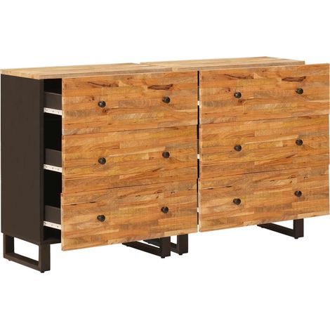 Buffet 2 pcs Marron 60 x 33 x 75 cm Bois de mangue massif (1/5)
