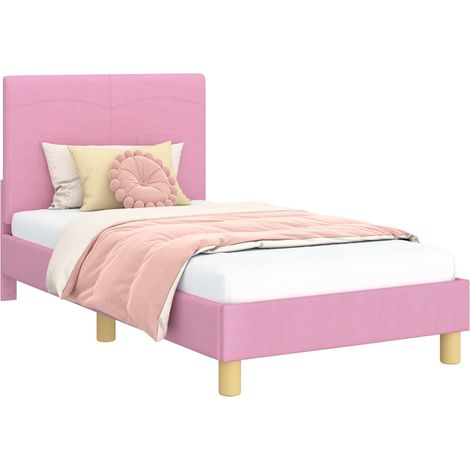 Children's Bed Frame with Headboard Pink 80 x 160 cm Fabric vidaXL