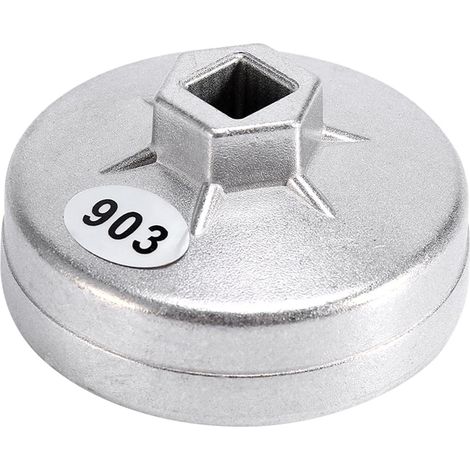 Clé à Filtre à Huile 74 Mm 14 Cannelures 3/8"D Clé à Filtre à Huile En Aluminium Outil De Retrait De Douille 903 Argent Pour Moteur De Voiture 2,3 L 2,5 L Ou Autres Types Similaires Clé à Filtre (1/5)
