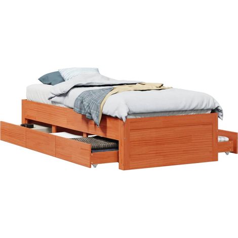 Maison Exclusive - Giroletto senza Materasso con Cassetti Marrone Cera 90x200 cm (1/5)