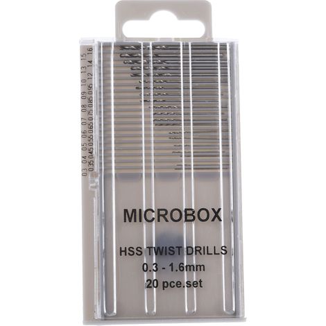Coffret de forets RS PRO HSS 0.3mm à 1.6mm, 20 pièces ( Prix pour 1 ) (1/3)