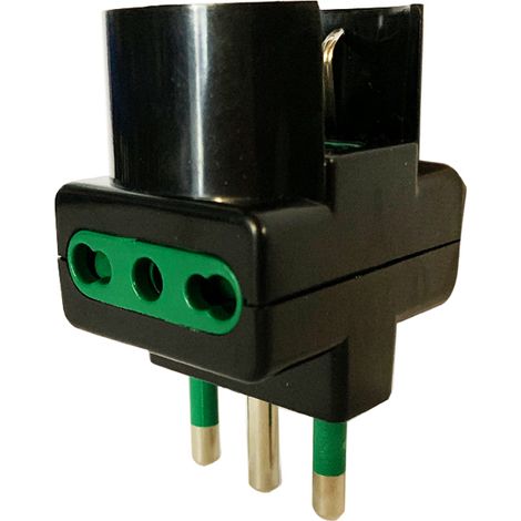 Adattatore spina S17 16A 2P/T con 2 prese bipasso 10/16A 2P/T e 1 presa 10/16A