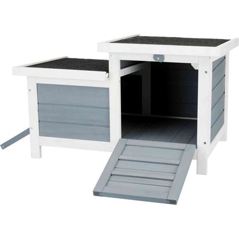 TRIXIE Choque Habitat Natura - 70 x 43 x 45 cm - Con dos entradas - Blanco y gris - Para conejo (1/5)