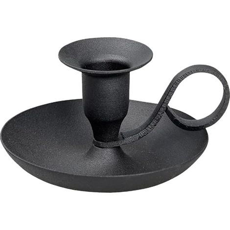 1 Bougeoir Classique Fer Noir, Hauteur 5cm, Pour Bougies Ø2cm, Décoration Table