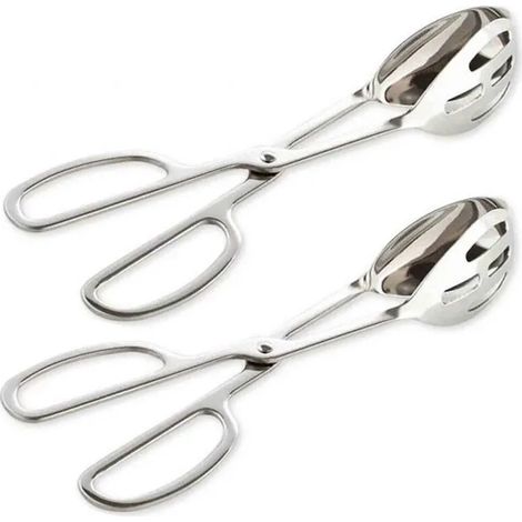 Lot de 2 pinces de cuisine en acier inoxydable pour buffets, épaississants, gâteaux à salade, pains, etc. (1/5)