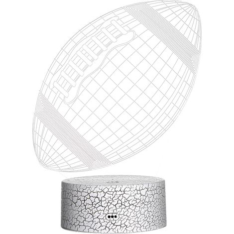 3D-Rugby-Nachtlicht – 3D-LED-Illusionslampe mit 3/7 wechselnden Farben – Nachttisch-/Schreibtischlampe mit Touch-Steuerung – Geschenk für Kinder – Wohnaccessoires (1/5)