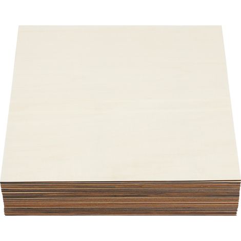 Lot de 30 Contreplaqué 3mm – Feuilles de bois de tilleul 40 x 40 cm – Panneau feuille carrés – Pour découpe laser, gravure, pyrogravure et bricolage (1/5)