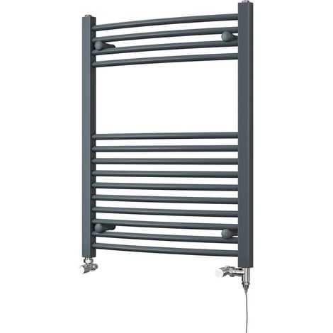 Zennor - Anthracite Dual Fuel Towel Rail H800mm x W600mm Standard - Curved (1/3)