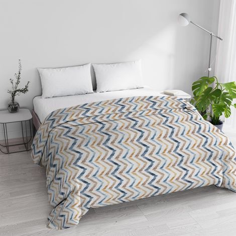 Couette d'hiver matelassée réversible 250 x 245 cm Double Face en Microfibre Douce Lavable en Machine (1/5)