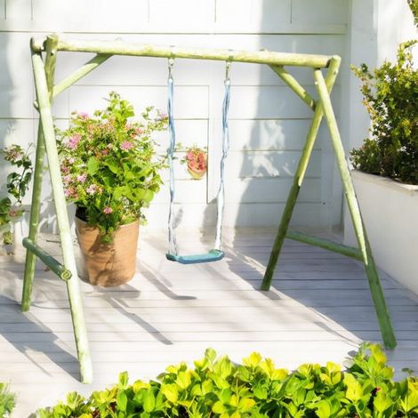Altalena da giardino per bambini in legno 1 posto 300x200 cm (1/4)