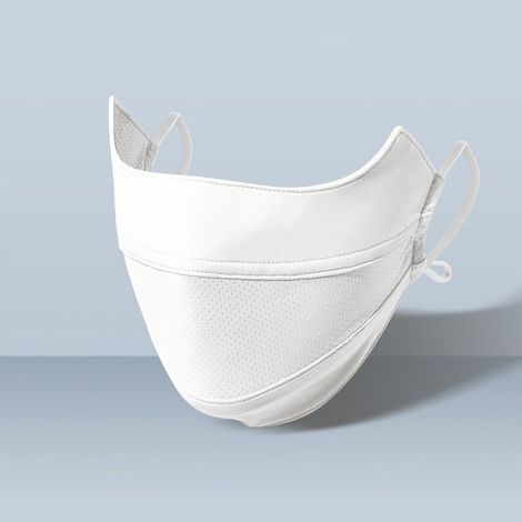 Mascarilla blanca de protección solar UPF50+ con sujeción para las orejas,Material transpirable y frío (1/5)