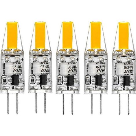 Ampoules LED G4 220 V 3 W 2700 K blanc chaud 160 lm, en silicone, remplaçant les ampoules halogènes traditionnelles de 30 W, lot de (1/5)