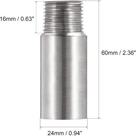 Lot de 2 bras d'extension de pommeau de douche, 60 mm, rallonge de bras de douche en acier inoxydable 1/2 PT pour accessoire de salle de bain (1/4)