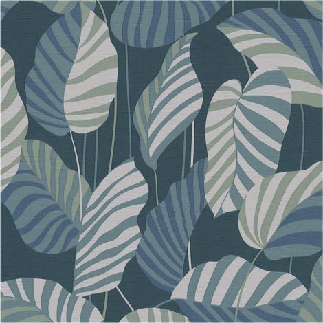Nature wallpaper wall Profhome 390944 hot embossed non-woven wallpaper slightly textured with floral ornaments matt blue teal light grey patina green 5,33 m2 (1/5)