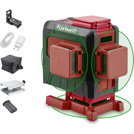 Láser verde FORTUM de línea 3D, autonivelante en cruz 4780216 (1/2)