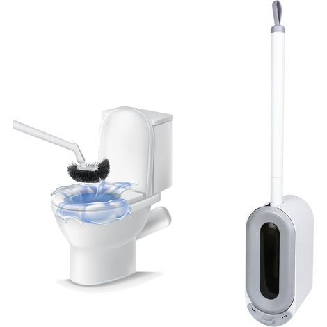 Brosse WC Suspendu, Mural Balai Toilette WC, Gris (1/5)