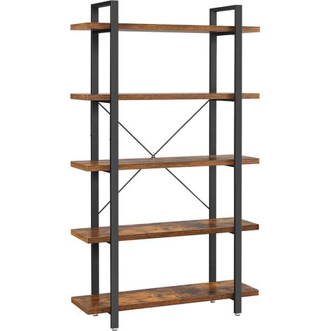 Libreria in stile industriale 5 ripiani facile da montare per soggiorno camera da letto ufficio vintage 105 x 335 x 1775 cm marrone 120004263