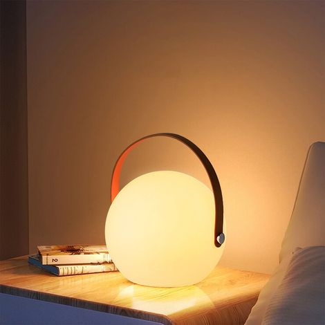 Luminaire Sphérique Portatif - LED Rechargeable - Pour Extérieur Intérieur Décoration Noël - 18 cm - Jaune - Résine
