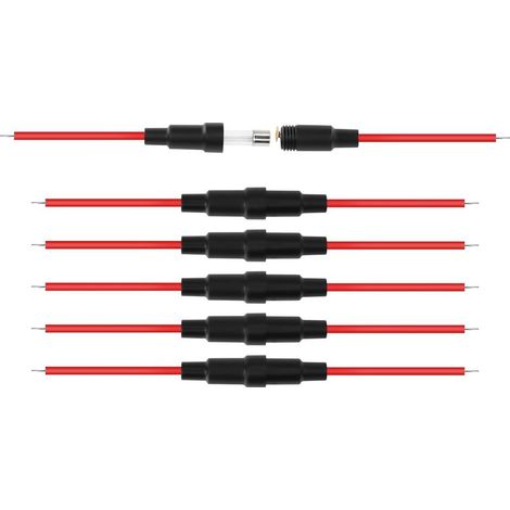 5x20 mm Porte-fusible à vis en Ligne avec Fil 22 AWG pour fusible en Verre à Fusion Rapide （6-Pack） (1/5)