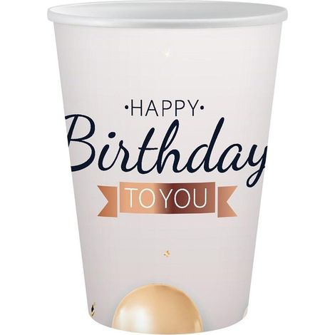 Vasos de papel de Feliz Cumpleaños 250ml 6 unidades