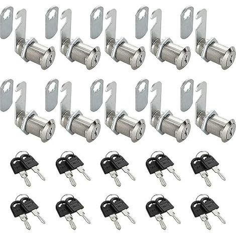 Lot de 10 Serrures Boîte aux Lettres 30mm Serrure Armoire Metallique, Barillet Boite aux Lettres en Alliage de Zinc avec 20 Clés pour Tiroir, Armoire, Placard, Boîte aux Lettres