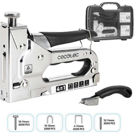 Cecotec Handtacker für Klammern, U-Klammern, Nägel und Kopfnägel FastTacker 4in1 Full Equip