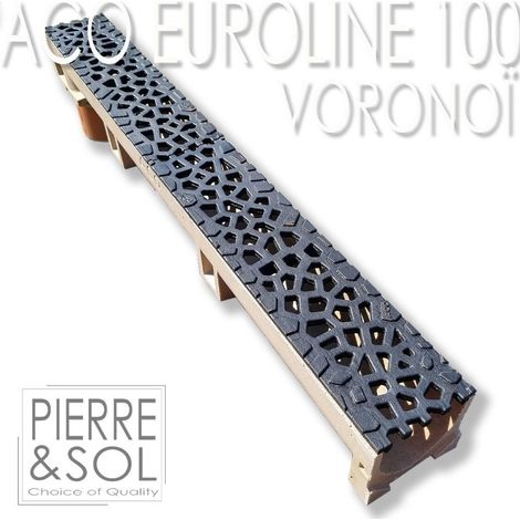 Caniveau Self 100 - Hauteur 95 mm - Largeur 98 mm - ACO - Grille Voronoï noir standard fonte / / B125 (1/5)