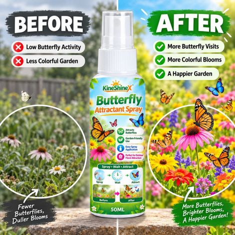 KineShineX Garten-Schmetterlingslockspray: Duftende Formel, einfach zu versprühen, praktisch für die Beobachtung von Blumen und Schmetterlingen im Freien. (1/5)