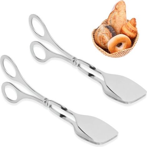 Juego de 2 pinzas de acero inoxidable para servir, ideales para buffets y ensaladas, de 18 cm (7 pulgadas). (1/5)