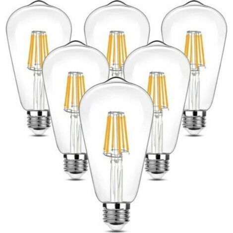 LaBlanc -6 Pièces Vintage LED Ampoule Edison, 90-265V 6W (Incandescent équivalent 60W) Ampoule E27, 600LM 2700K LED Blanc Chaud (1/4)