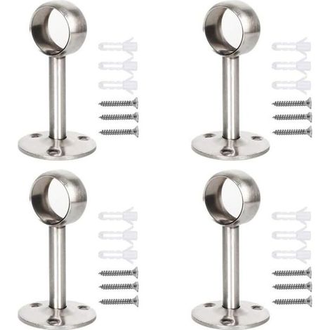 Gardinenstangenhalterung – HANDEIU – Edelstahl – 4 Stück – 10 kg – Silber (1/5)