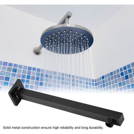 Bras d'extension carré droit en acier inoxydable de 14,5 pouces pour pommeau de douche mural, accès salle de bain (1/5)