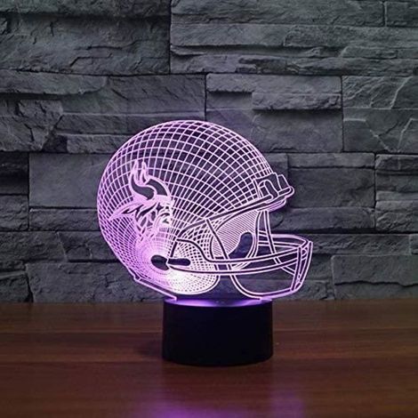 Veilleuse LED, casque des Vikings du Minnesota Led veilleuse Usb 3D équipe de football américain 7 couleurs changeantes en forme de (1/4)