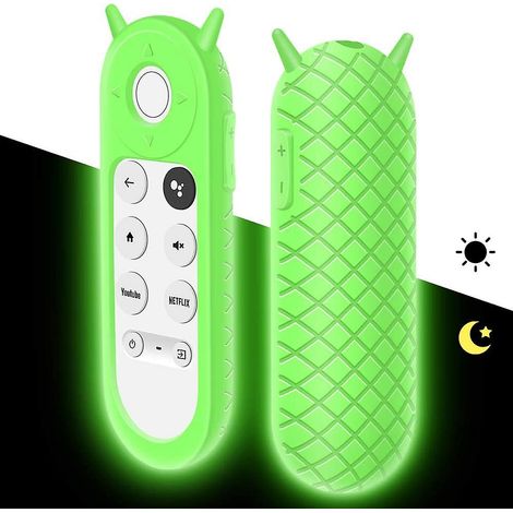Grüne, im Dunkeln leuchtende Silikon-Schutzhülle für die Google TV-Sprachfernbedienung (1/5)