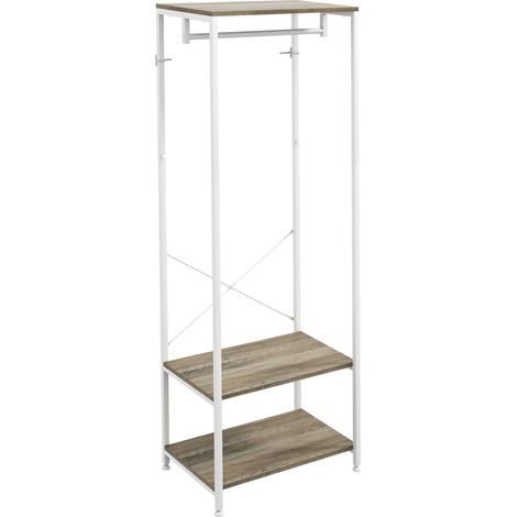 Hallway Coat Rack and Shoe Bench Tree - Grey