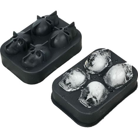 Totenkopf-Eiswürfelform, 1 Stück 3D-Silikon-Schädel-Eiswürfel, Totenkopf-Eiswürfelformen mit Deckel, geeignet für Cocktails, Schokolade