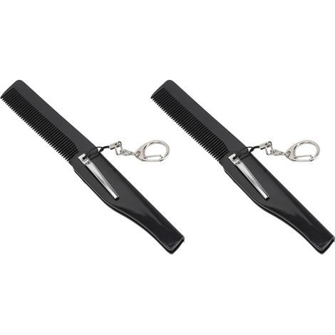 Peigne pour Barbe Compact avec Miroir et Porte-Clés - Brosse de Voyage Homme (1/5)