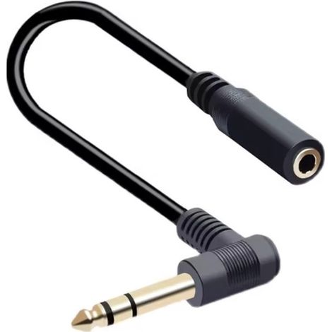 Adaptateur jack 6,35 mm coudé (m) - jack 3,5 mm (f) stéréo plaqué or 0,30 mètre